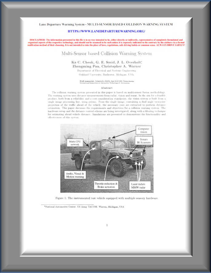 Title page of "Multi-Sensor Based Collision Warning System"