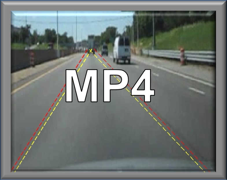 Road scene image with potential longitudinal lane boundaries displayed