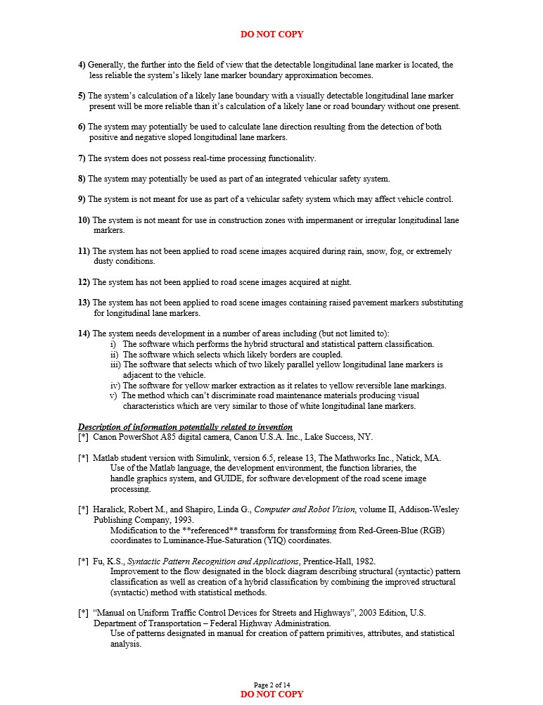 Patent Information including brief summary and description of information potentially related to invention