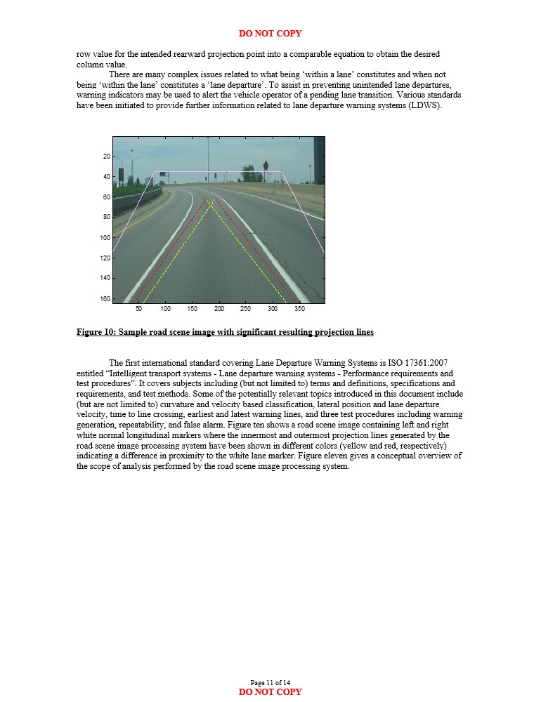 Coupled equations represented as a system of equations in matrix form towards a road scene image showing projections