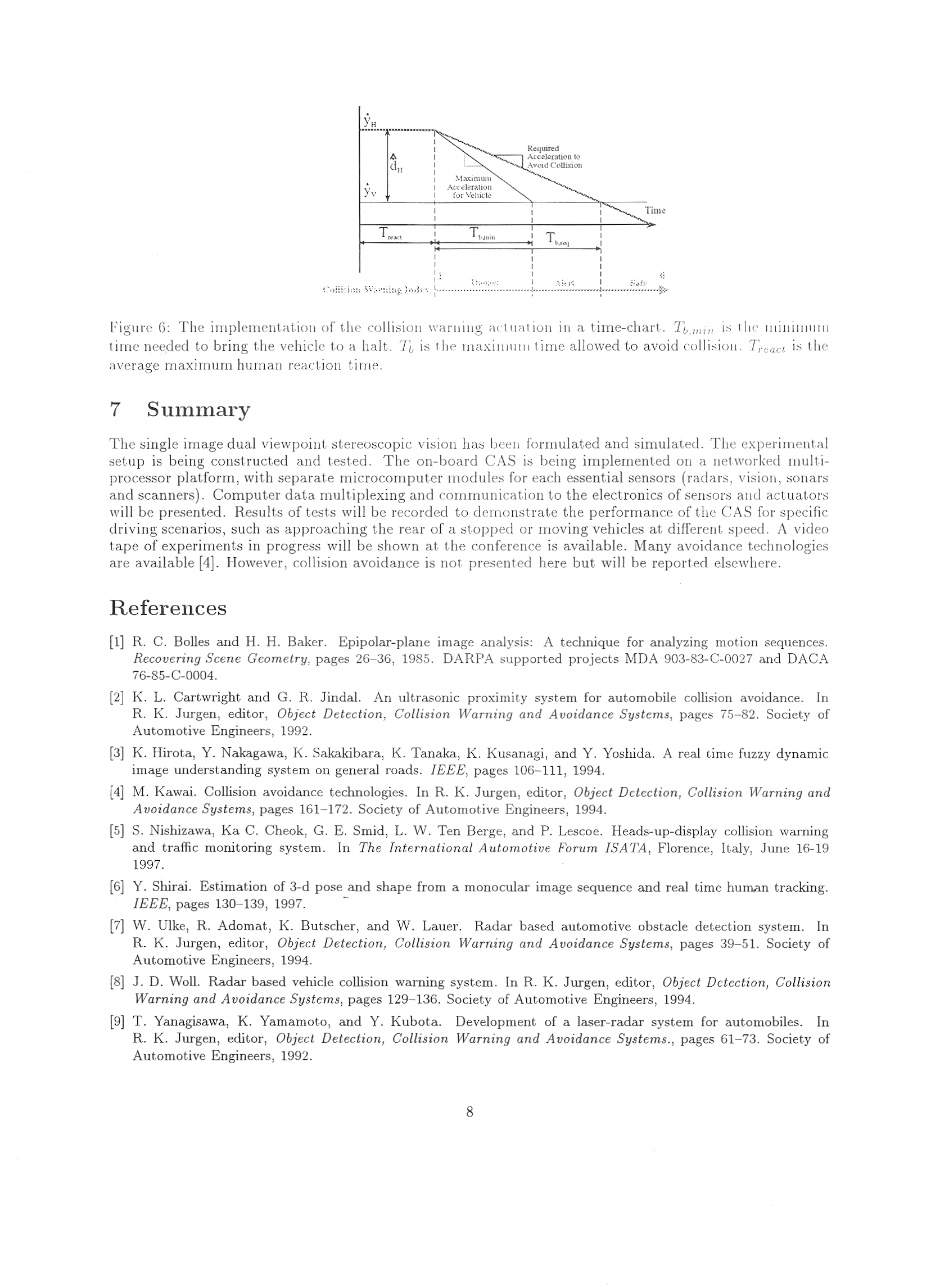 Summary and references for "Multi-Sensor based Collision Warning System"