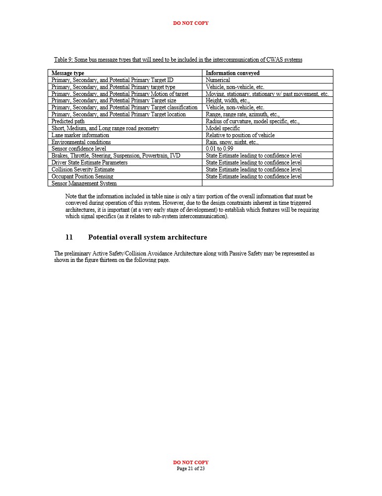 Vehicle Bus messaging specifics 