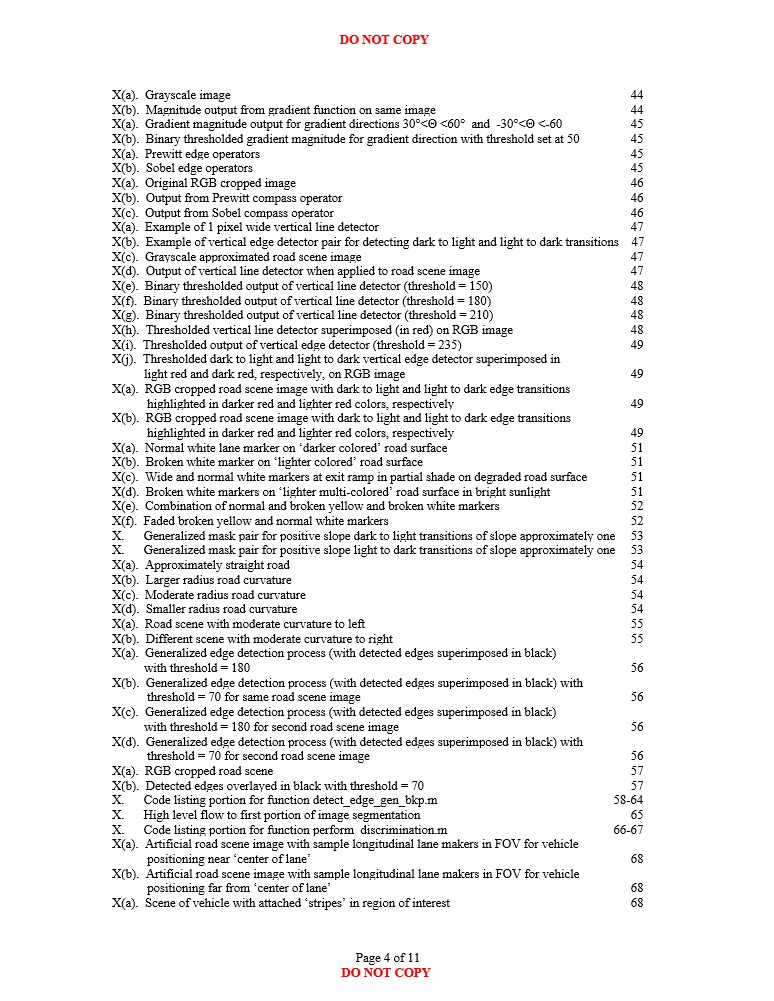 Second list of figures page of "Road Scene Image Analysis in Lane Departure Warning Systems"