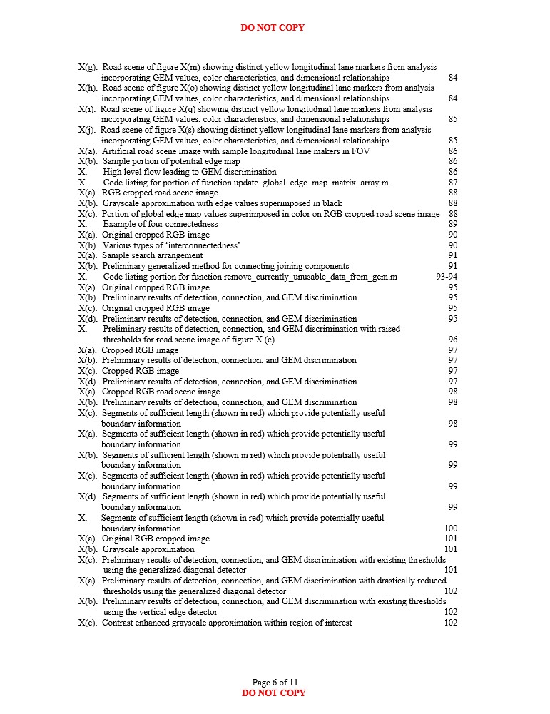 Fourth list of figures page of "Road Scene Image Analysis in Lane Departure Warning Systems"